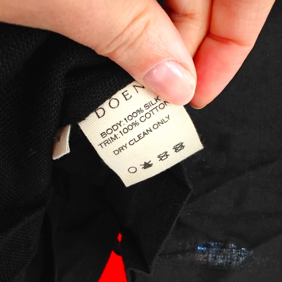 Doen Priere Black Silk Noil Tie Blouse size Medium - Picture 7 of 7